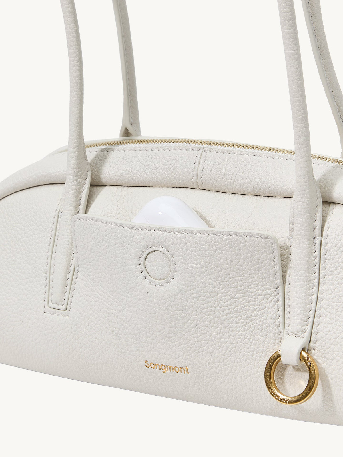 Songmont Mini Yore Toast Bag Cloud - front panel with AirPods in the slip pocket