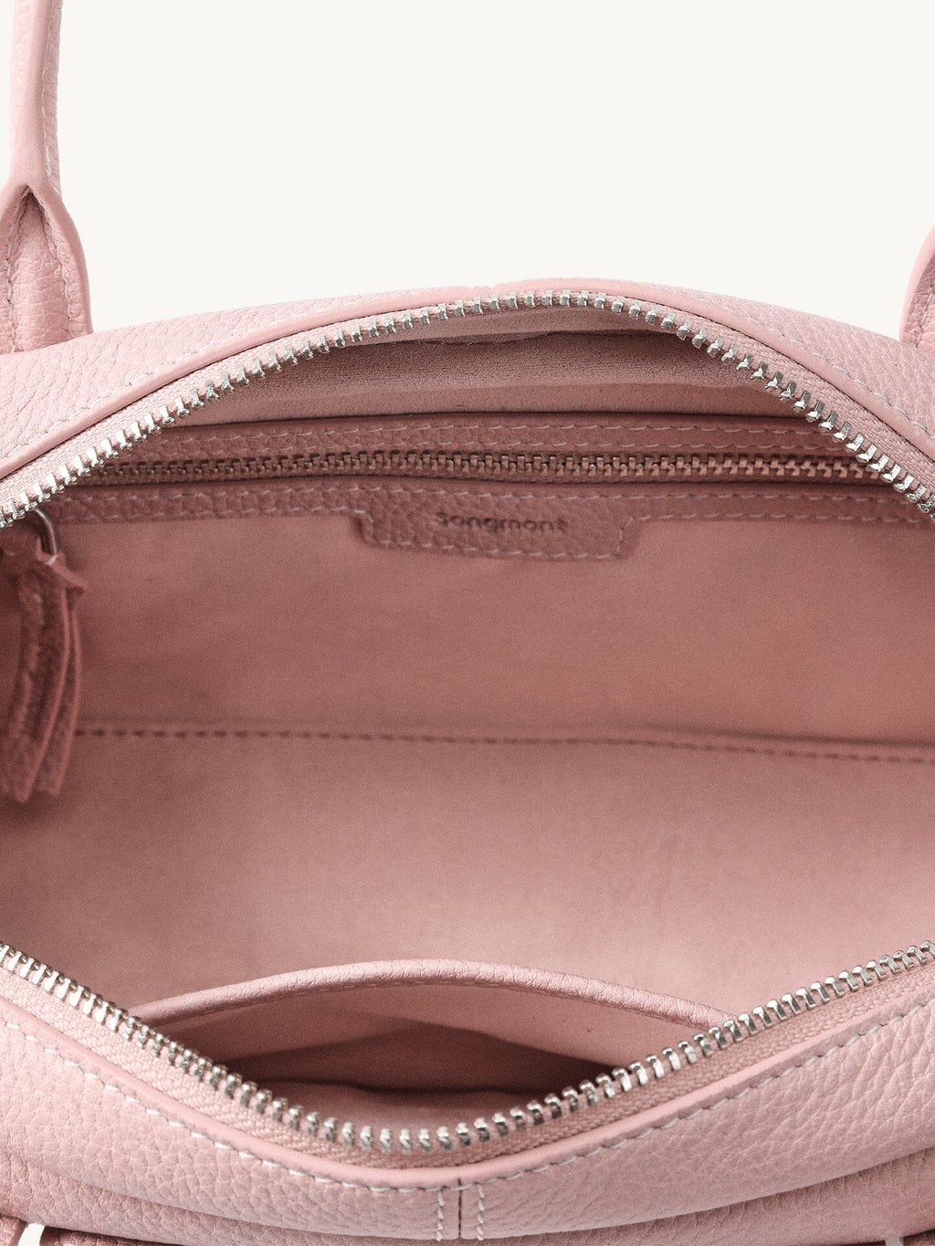 Songmont Mini Yore Toast Bag Peach - open to show the lining and inner pocket