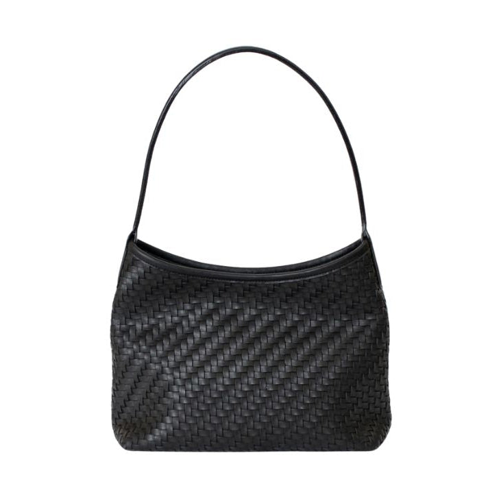 MONOROW Vena Bag Black woven leather front view