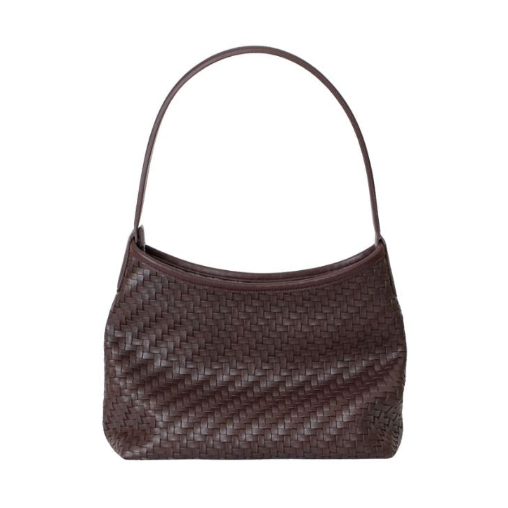 MONOROW Vena Bag Plum Brown woven leather front view