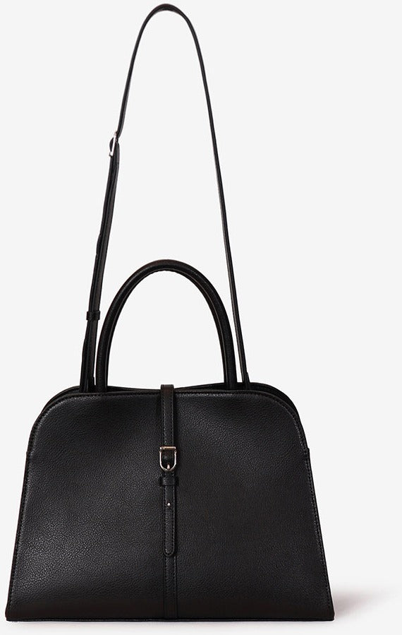 MONOROW Blanc Medium Bag - Black front view with strap