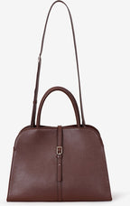 MONOROW Blanc Medium Bag - Burgundy Brown front view with strap