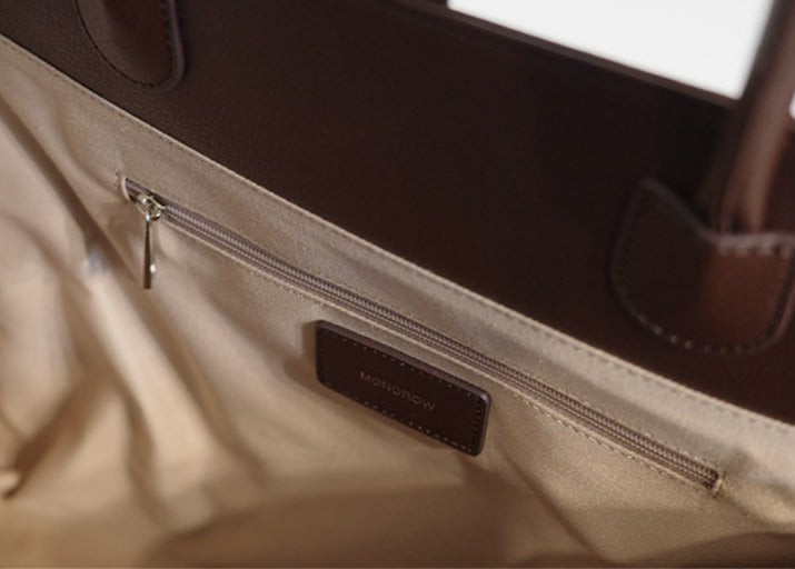 MONOROW Blanc Medium Bag - Burgundy Brown interior pocket detail