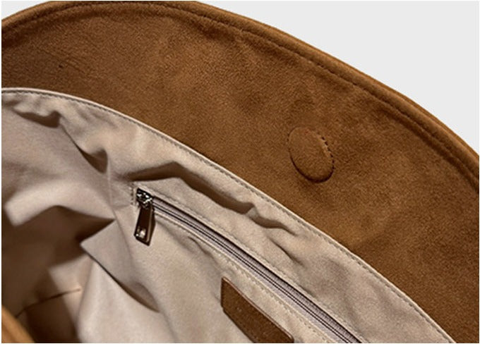 MONOROW Sara Bag - Suede Camel interior pocket detail