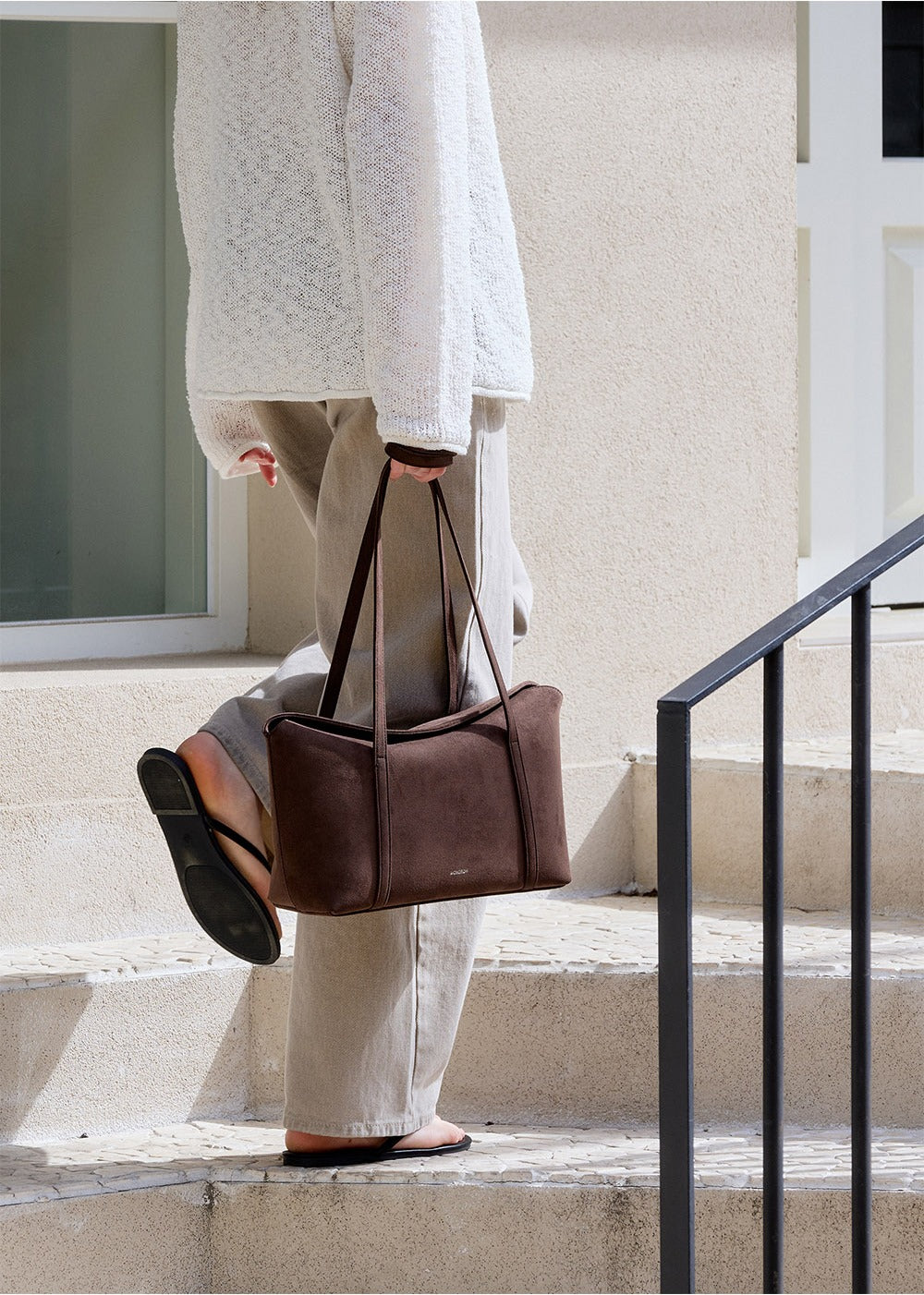 MONOROW Sara Bag - Suede Choco Brown styled look 12