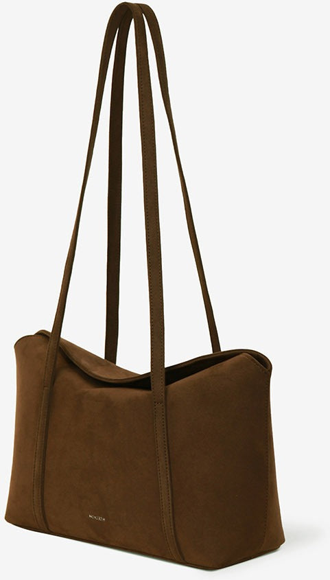 MONOROW Sara Bag - Suede Choco Brown angled view
