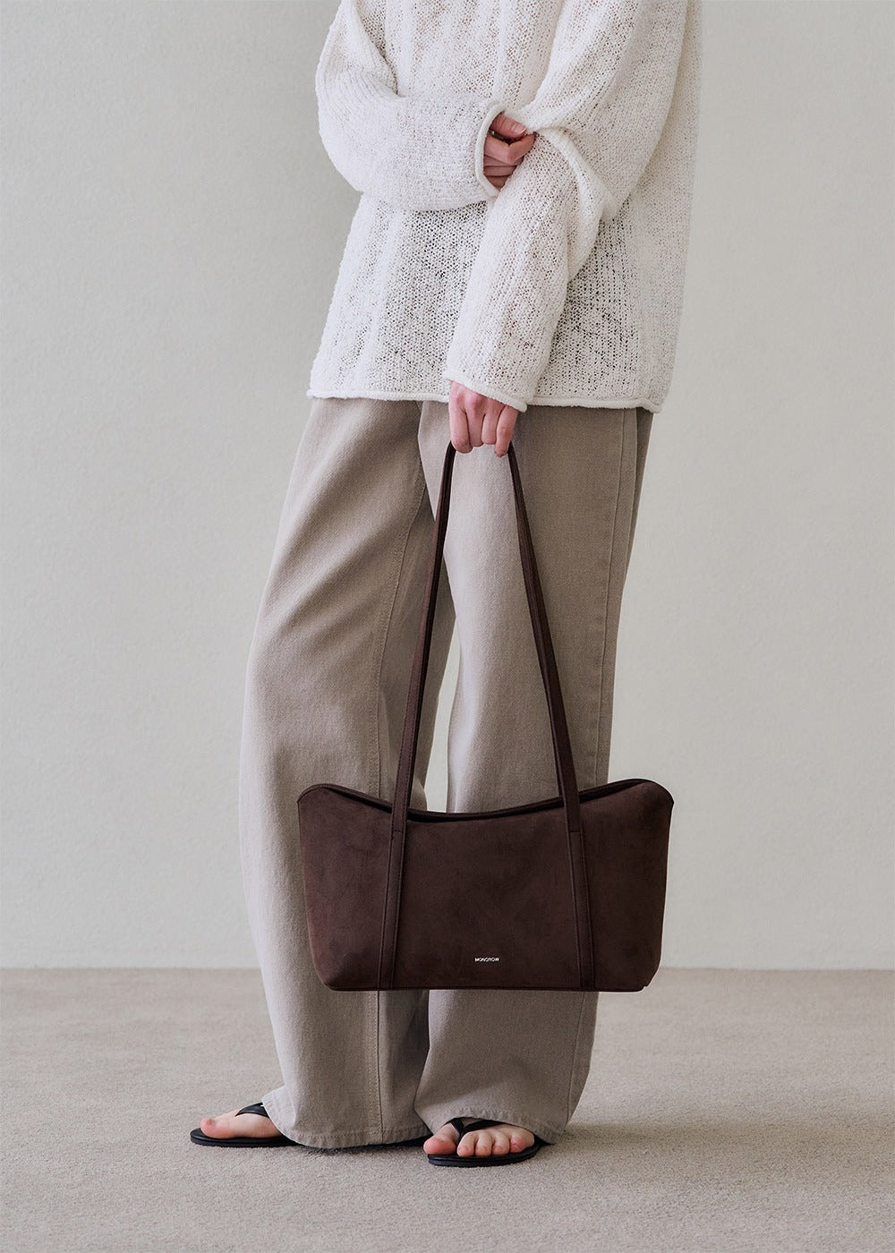 MONOROW Sara Bag - Suede Choco Brown styled look 2