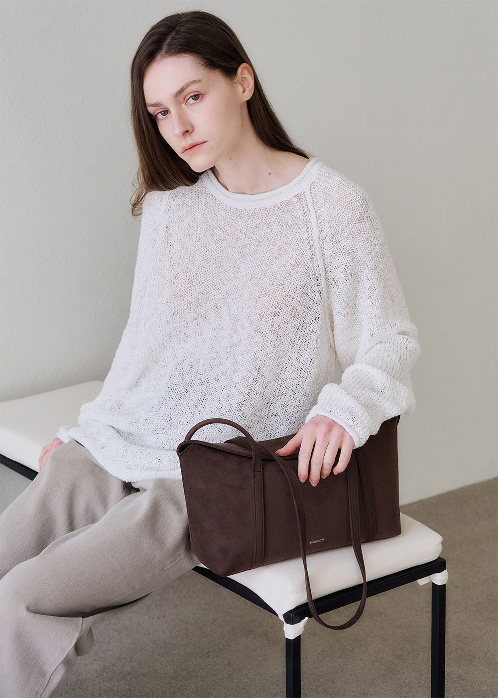 MONOROW Sara Bag - Suede Choco Brown styled look 6