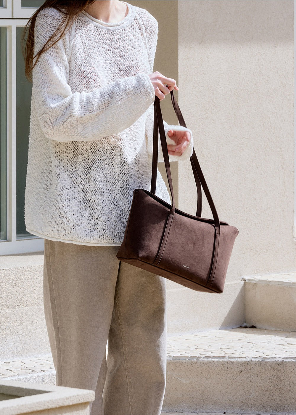 MONOROW Sara Bag - Suede Choco Brown styled look 8