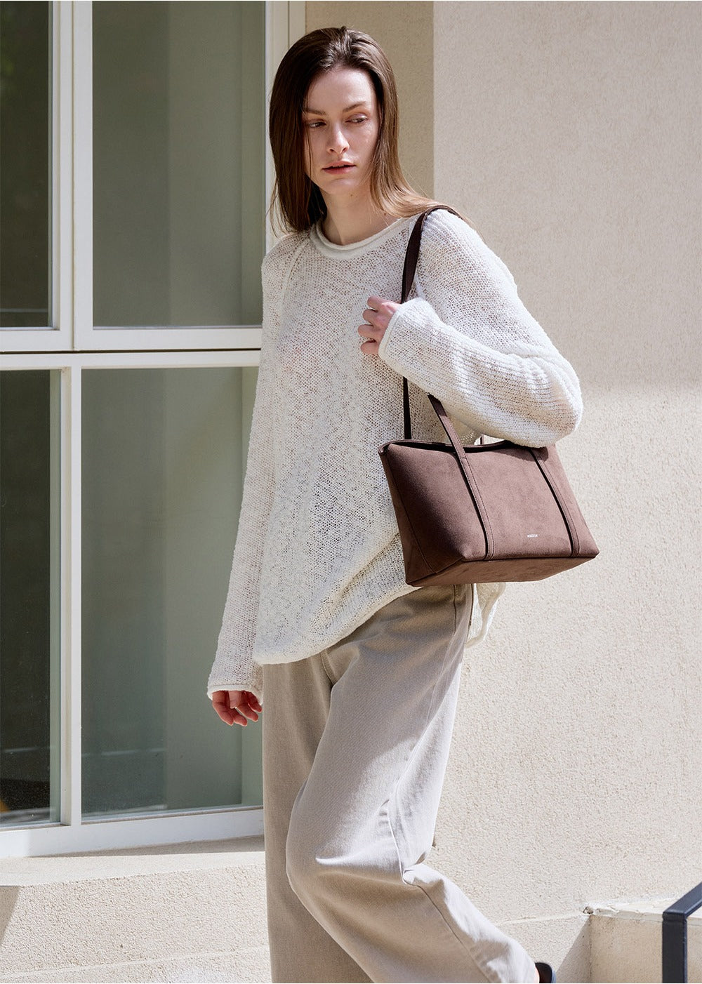 MONOROW Sara Bag - Suede Choco Brown styled look 9