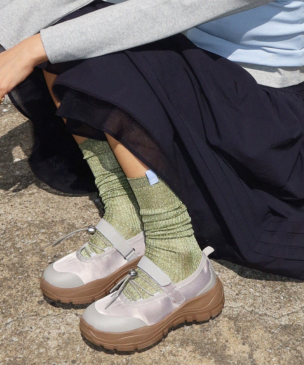 Rockfish Weatherwear Flatform String Maryjanes Grey worn side view