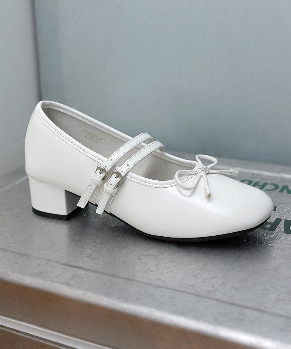 Rockfish Weatherwear Square Toe Two Strap Maryjanes 4cm White view 2