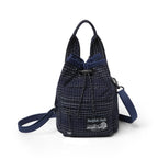 Rockfish Weatherwear CHECK DRAWSTRING MINI BAG Navy front view