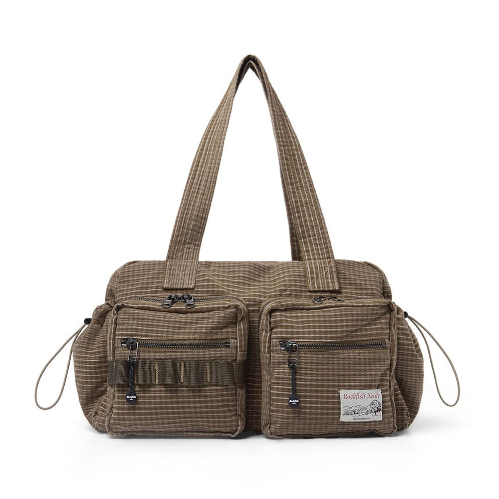 Rockfish Weatherwear Check Bowling Bag Brown front view
