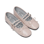 Rockfish Weatherwear Square Toe Two Strap Maryjanes Pink pair on white