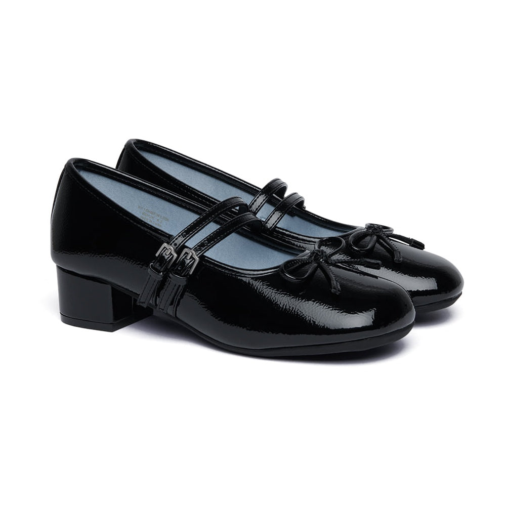 Rockfish Weatherwear Square Toe Two Strap Maryjanes 4cm Black