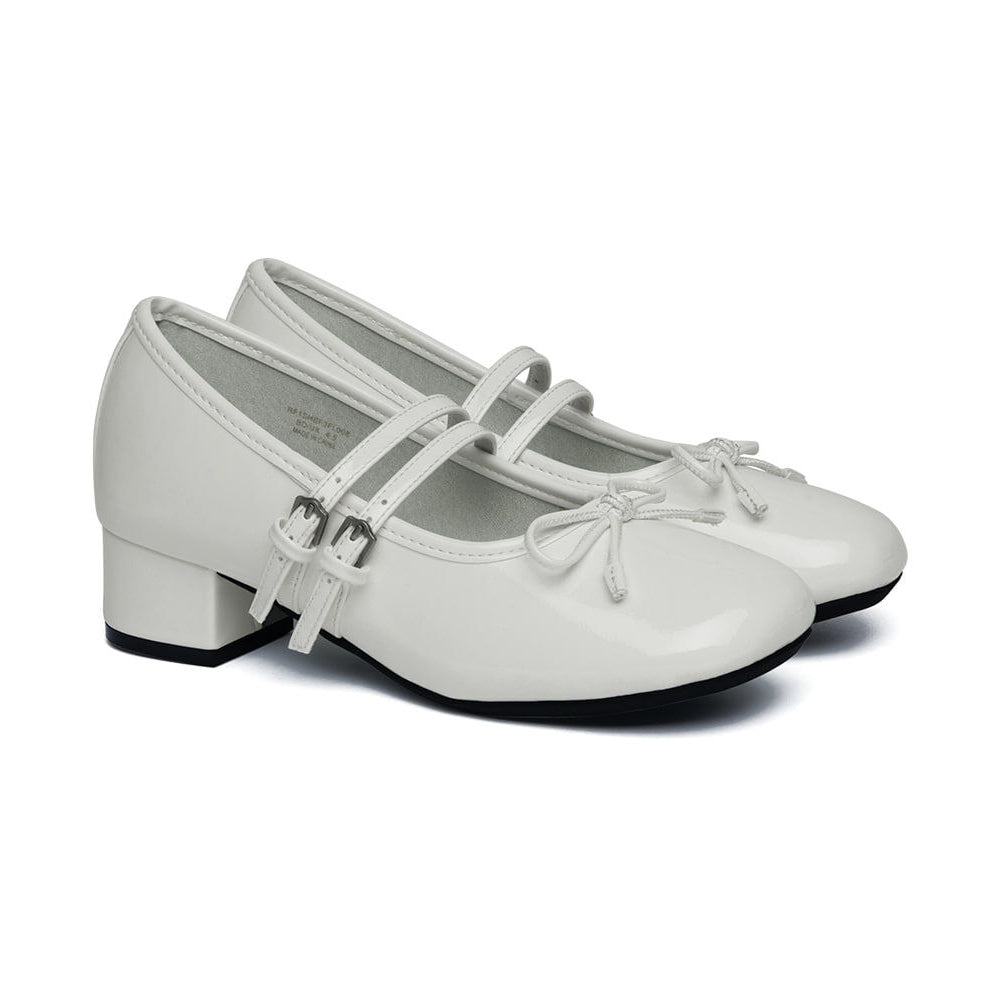 Rockfish Weatherwear Square Toe Two Strap Maryjanes 4cm White