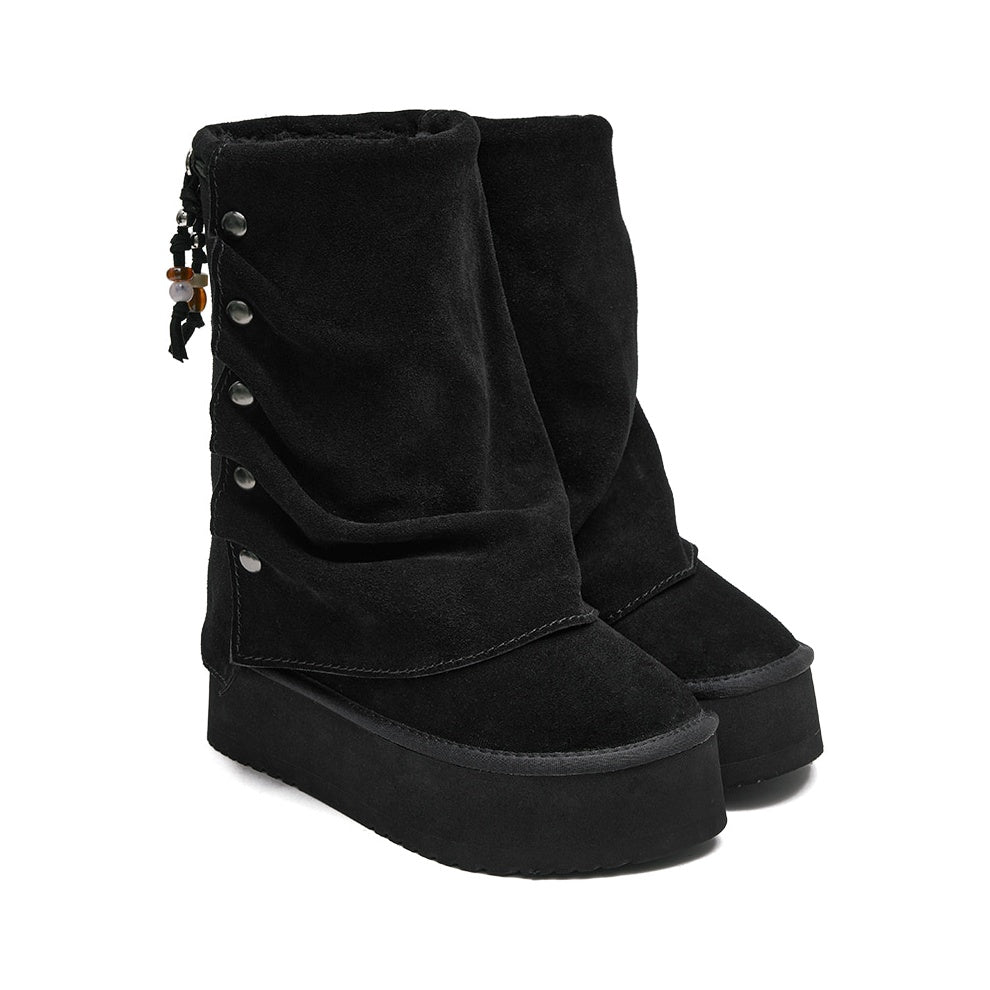 Rockfish Weatherwear Stud Maxi Folded Boots Middle Black - photo 1
