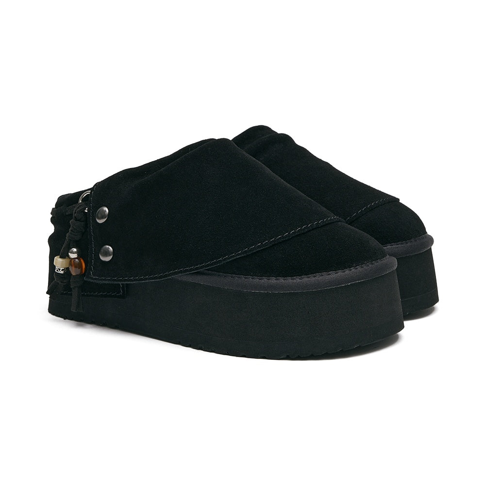Rockfish Weatherwear Stud Maxi Folded Mules Black