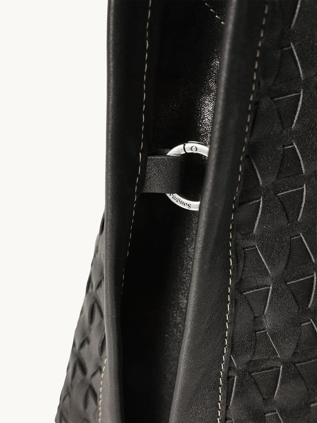 Songmont Small Lattice Tote Onyx - handle ring detail