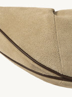 Songmont Medium Luna Hobo Bag Dune Suede - suede texture and leather piping close-up