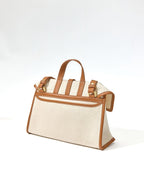 Songmont Small Shan Satchel Bag Canvas top handle detail