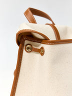 Songmont Small Shan Satchel Bag Canvas leather trim close-up