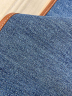 Songmont Small Shan Satchel Bag Denim weave and leather trim