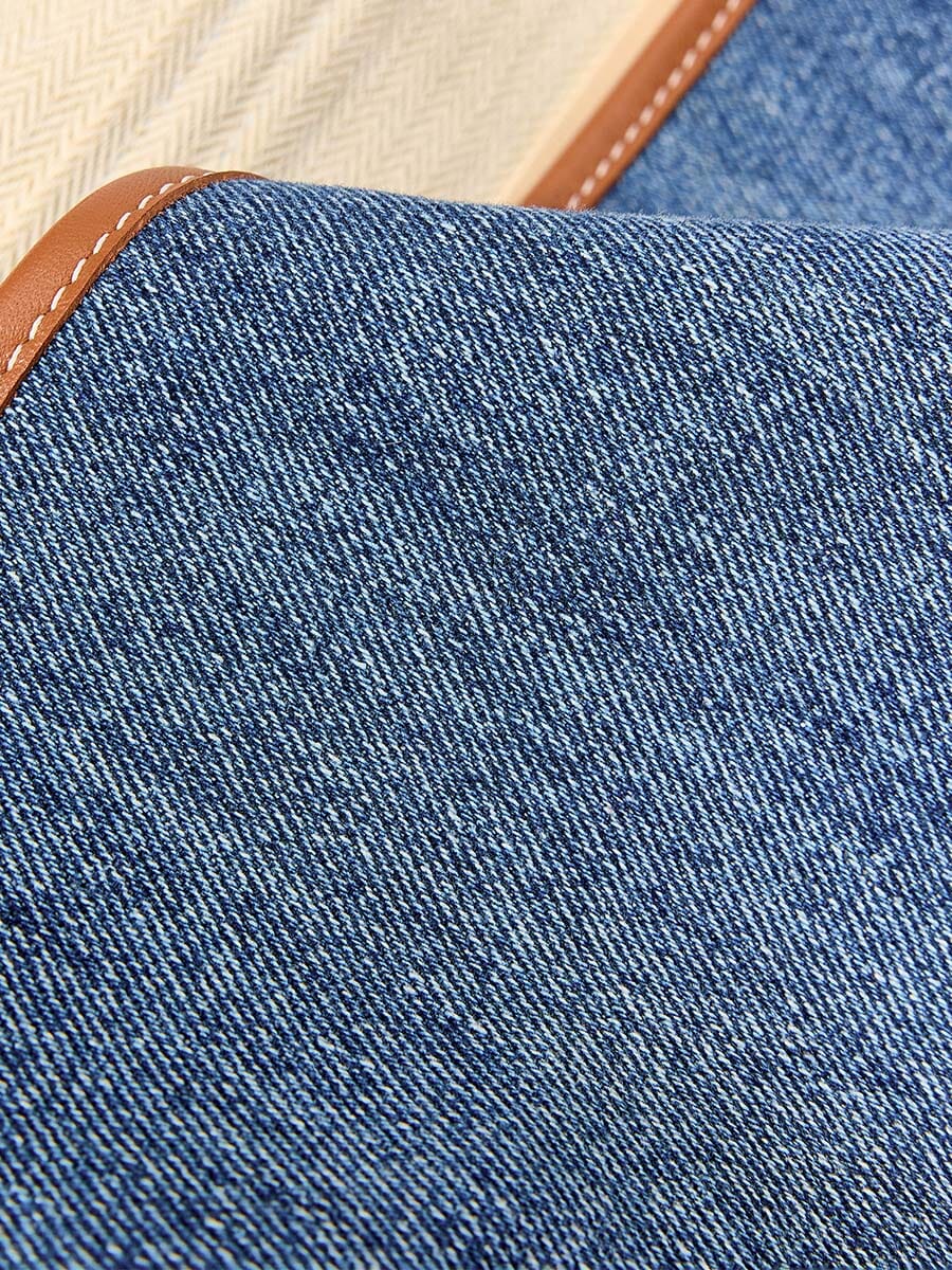 Songmont Small Shan Satchel Bag Denim weave and leather trim