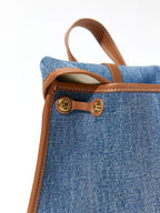Songmont Small Shan Satchel Bag Denim side button detail