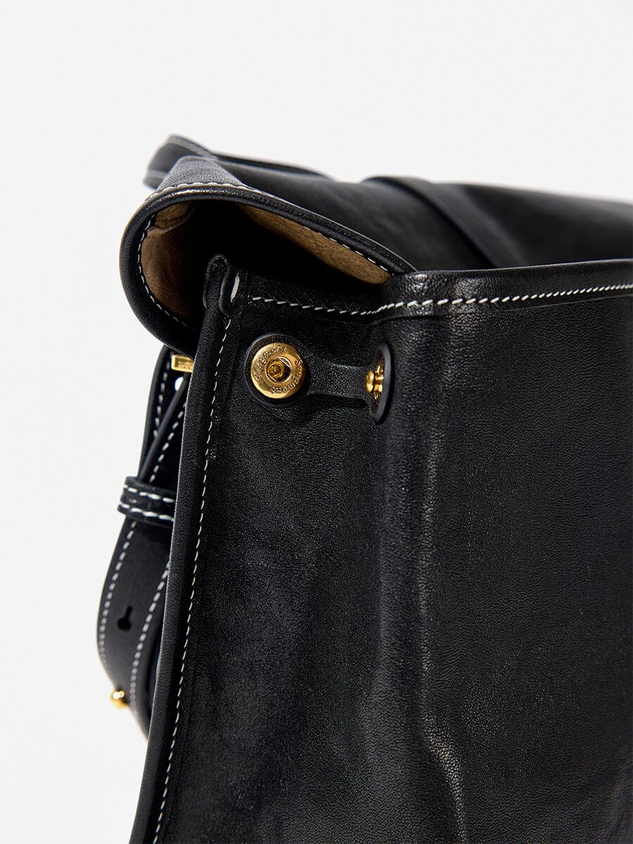 Songmont Small Shan Satchel Bag Onyx side button detail