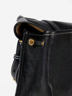 Songmont Small Shan Satchel Bag Onyx side button detail