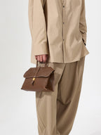 Songmont Small Shan Satchel Bag Sandal leather and gold buckle
