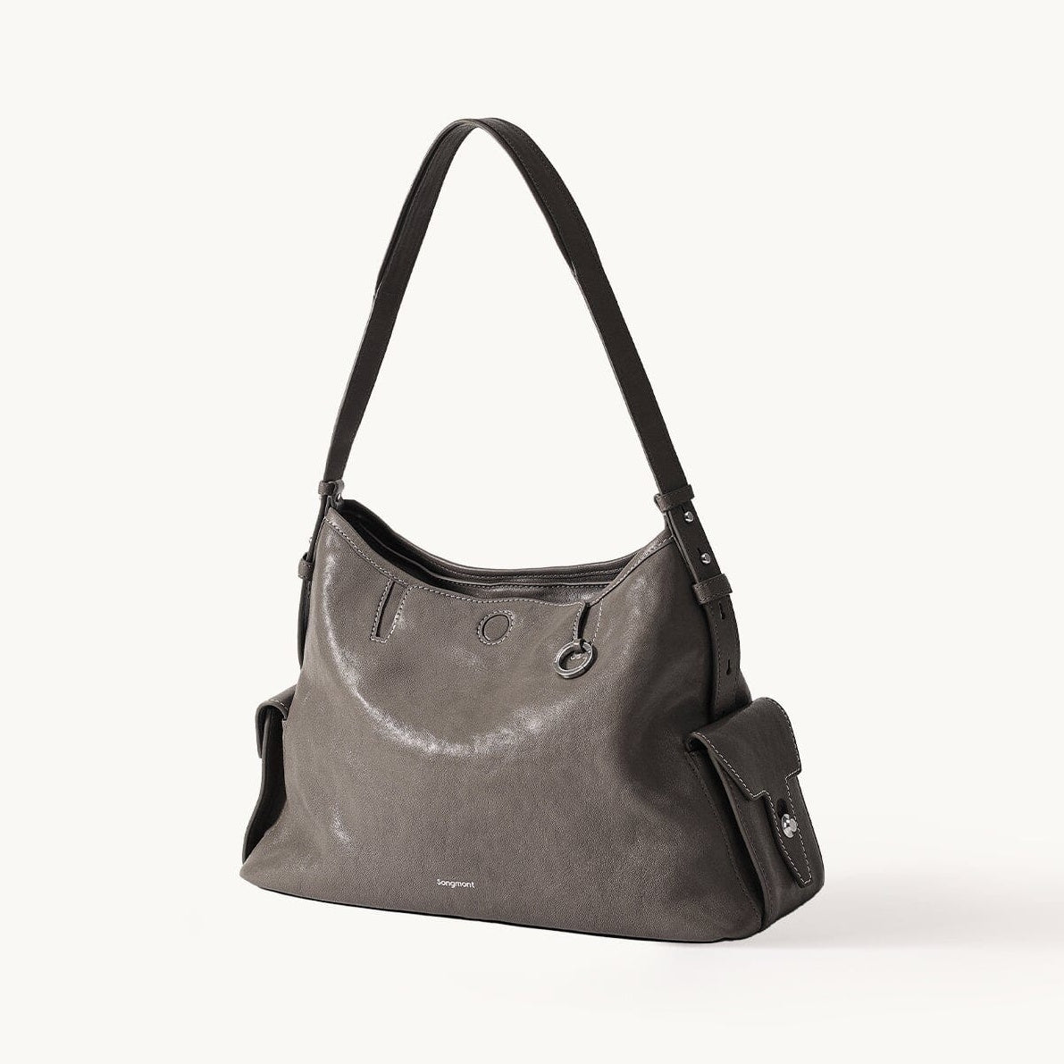 Songmont Small Yore Hobo Bag Ink Grey front view