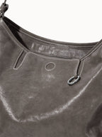 Songmont Small Yore Hobo Bag Ink Grey leather detail