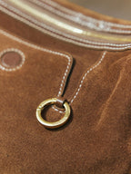 Songmont Small Yore Hobo Bag (Minimal Version) Sandal Suede - close-up of gold ring and stitching