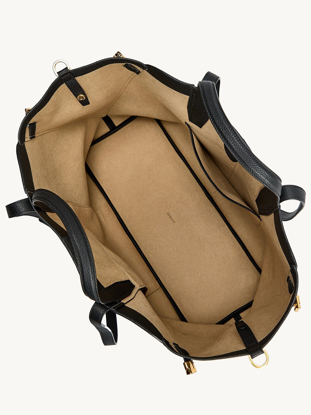 Songmont Small Yore Tote Bag Onyx - overhead view of the open interior lining