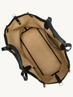 Songmont Small Yore Tote Bag Onyx - overhead view of the open interior lining