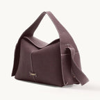 Songmont Drippy Roof Bag Burgundy - deep wine brown leather shoulder bag, three-quarter view