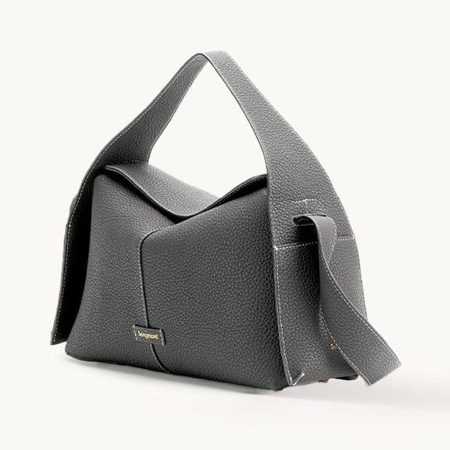 Songmont Drippy Roof Bag Stardust - charcoal grey leather shoulder bag, three-quarter view