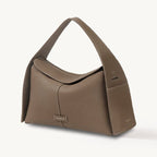 Songmont Drippy Roof Bag Taupe - mushroom brown leather shoulder bag, three-quarter view