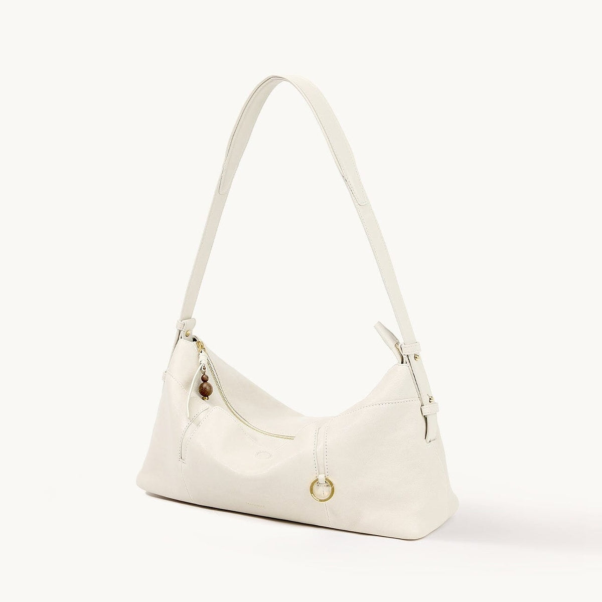 Songmont H Yore Bag Cloud - cream leather hobo with gold ring charm
