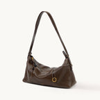 Songmont H Yore Bag Drab - chocolate brown leather hobo with gold ring charm