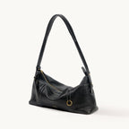 Songmont H Yore Bag Onyx - black leather hobo with gold ring charm