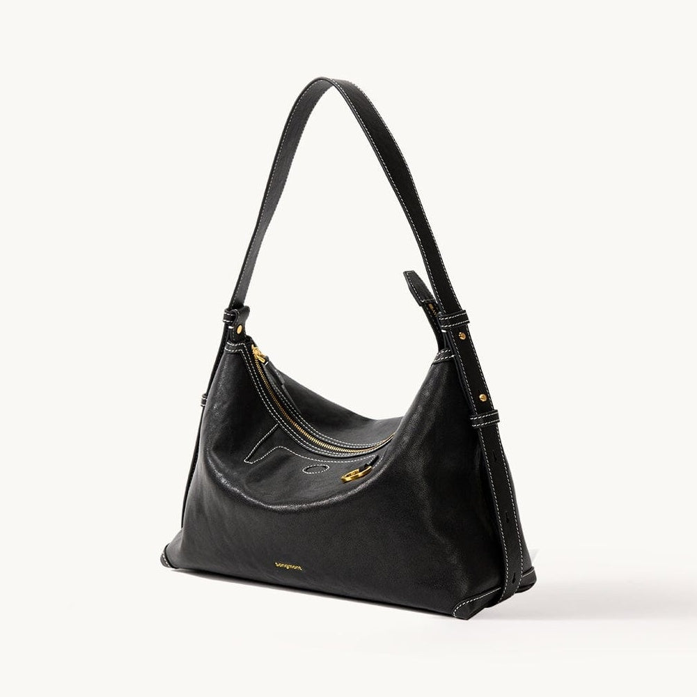 Songmont Large Yore Hobo Bag Onyx - on a plain background, three-quarter view