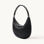 Songmont Luna Bag Onyx - black leather crescent bag with silver-tone hardware