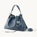 Songmont Medium Gather Bag - Navy front view with gold hardware