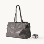Songmont Medium Yore Duffle Bag Ink Grey - front view with patterned strap