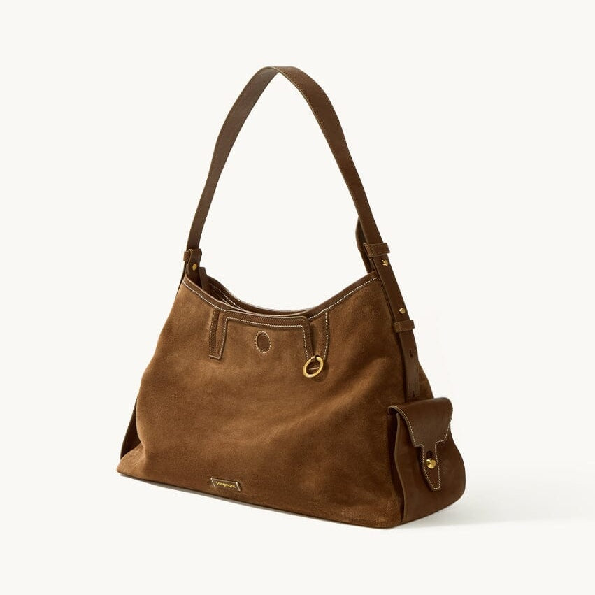 Songmont Medium Yore Hobo Bag Sandal Suede front view