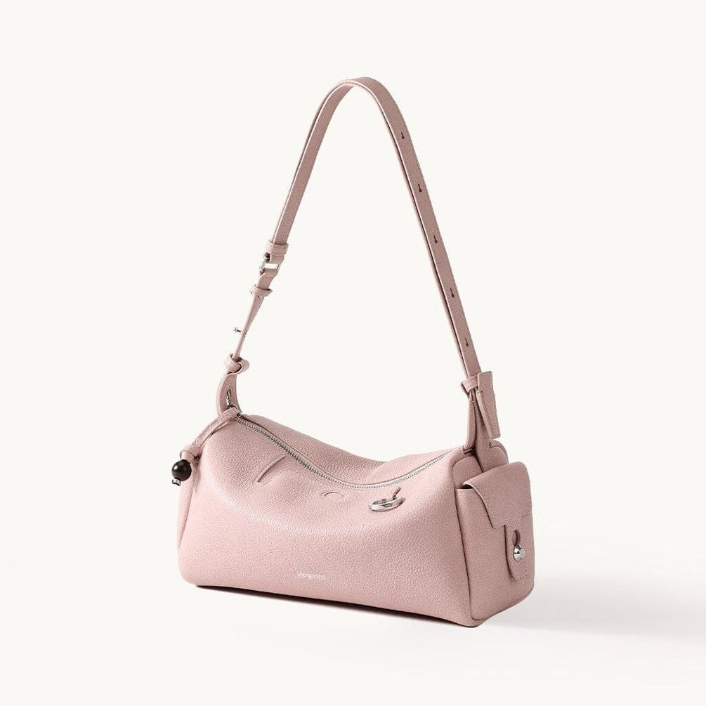 Songmont Mini Yore Camera Bag Peach - blush pink crossbody with shoulder strap, front view